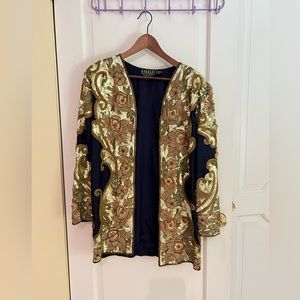Navy and gold sequin oversized blazer